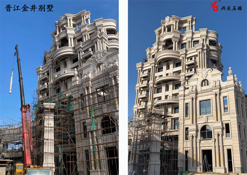 Xingyan स्टोन स्यान्डिंग शिल्पकारले Jinjiang जिनिजिंग गाउँको बाहिरी भित्ताको लागि मोडेल सिर्जना गर्दछ